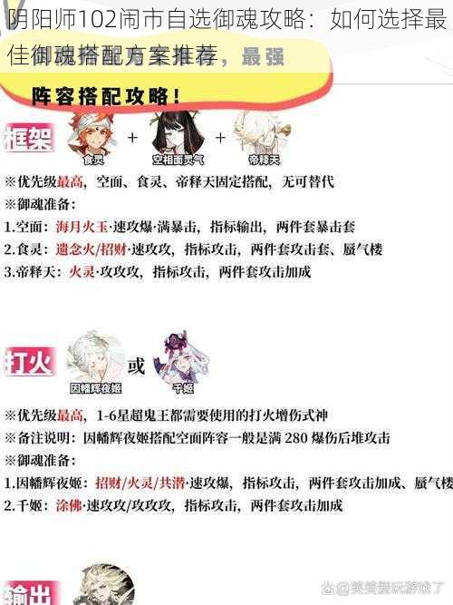 阴阳师102闹市自选御魂攻略:如何选择最佳御魂搭配方案推荐