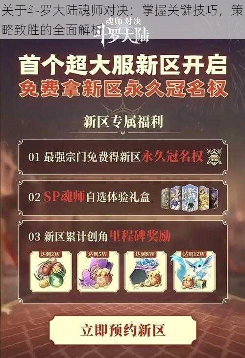 关于斗罗大陆魂师对决:掌握关键技巧,策略致胜的全面解析
