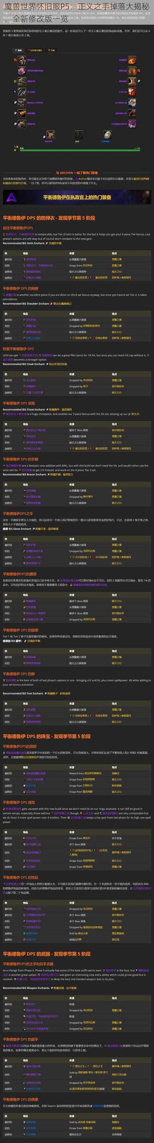 魔兽世界怀旧服P5:正义之手掉落大揭秘,全新修改版一览