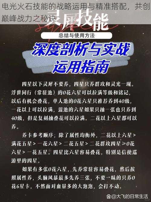 电光火石技能的战略运用与精准搭配,共创巅峰战力之秘诀