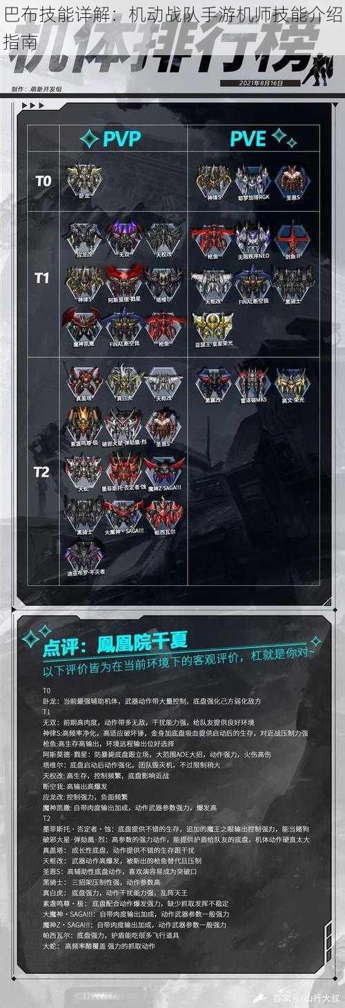 巴布技能详解:机动战队手游机师技能介绍指南