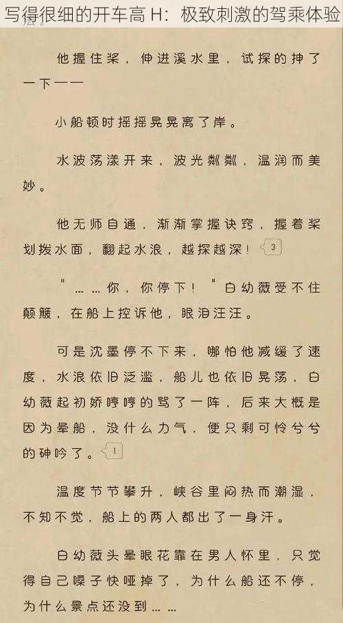 写得很细的开车高 H:极致刺激的驾乘体验