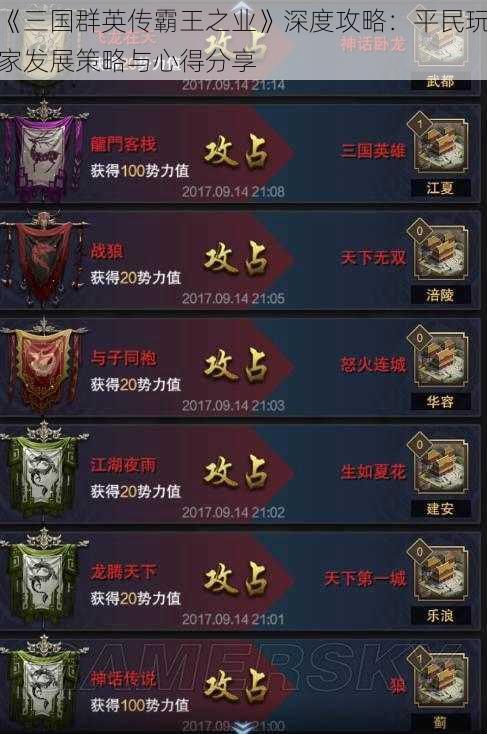 《三国群英传霸王之业》深度攻略:平民玩家发展策略与心得分享
