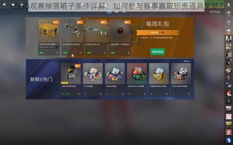 CSGO观赛掉落箱子条件详解：如何参与赛事赢取珍贵道具奖励？