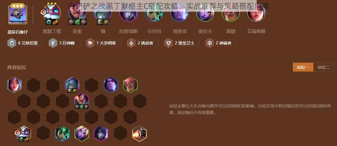 金铲铲之战黑丁默格主C搭配攻略:实战推荐与策略搭配指南
