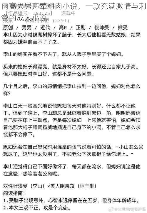 肉高男男开荤粗肉小说,一款充满激情与刺激的成人小说