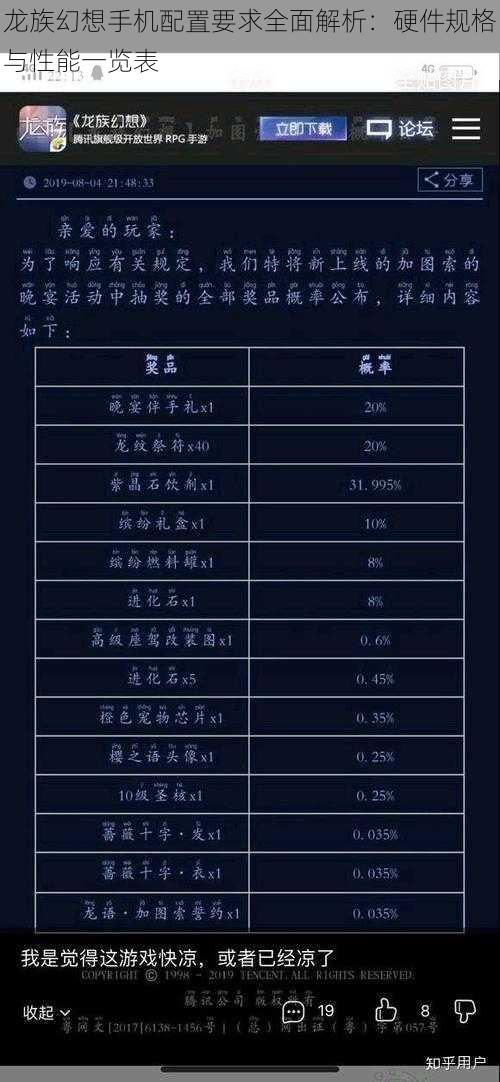 龙族幻想手机配置要求全面解析:硬件规格与性能一览表