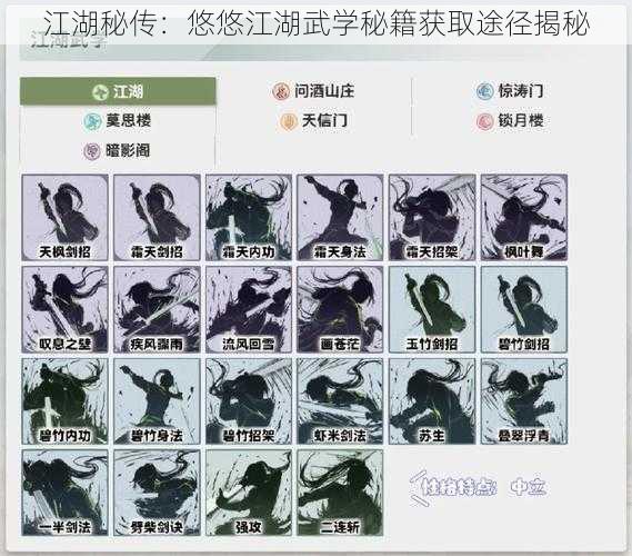 江湖秘传:悠悠江湖武学秘籍获取途径揭秘