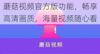 蘑菇视频官方版功能,畅享高清画质,海量视频随心看