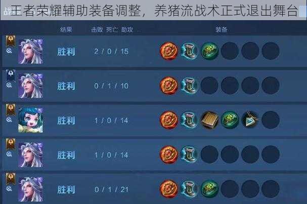 王者荣耀辅助装备调整,养猪流战术正式退出舞台