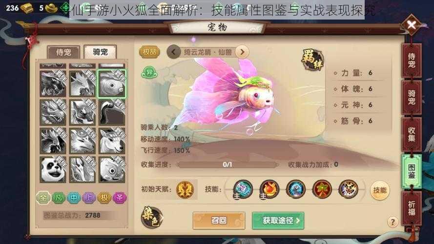 寻仙手游小火狐全面解析:技能属性图鉴与实战表现探究