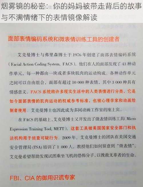 烟雾镜的秘密:你的妈妈被带走背后的故事与不满情绪下的表情镜像解读