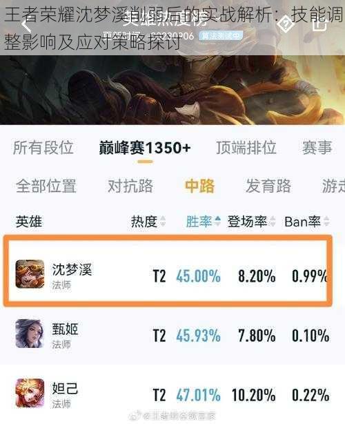 王者荣耀沈梦溪削弱后的实战解析:技能调整影响及应对策略探讨
