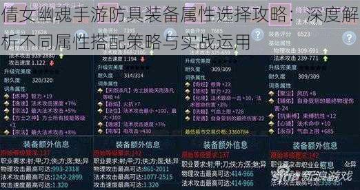 倩女幽魂手游防具装备属性选择攻略:深度解析不同属性搭配策略与实战运用