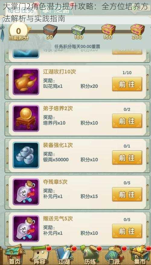 大掌门2角色潜力提升攻略:全方位培养方法解析与实践指南