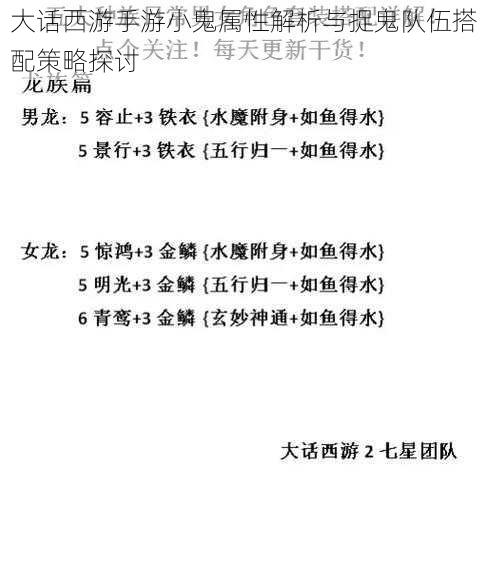 大话西游手游小鬼属性解析与捉鬼队伍搭配策略探讨