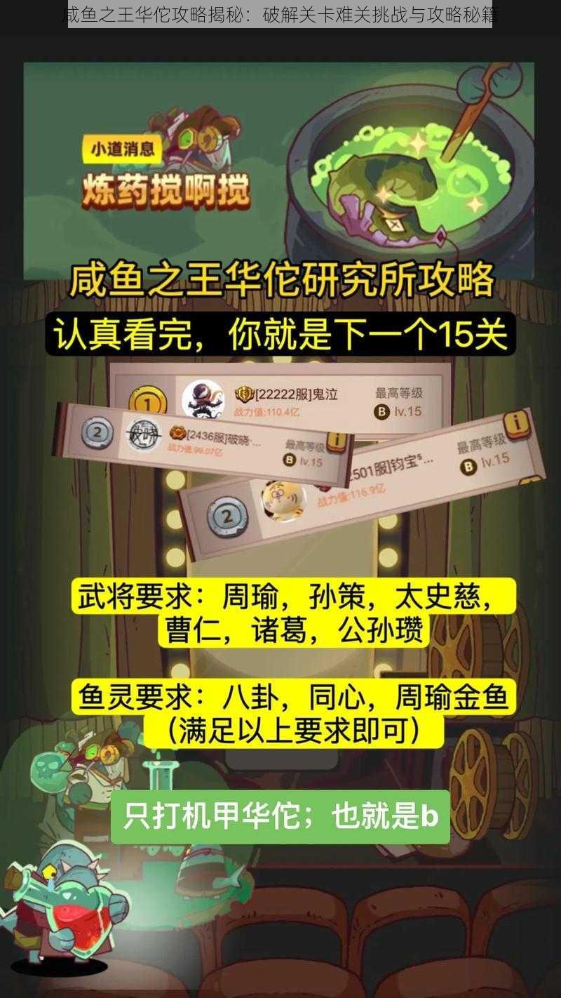 咸鱼之王华佗攻略揭秘:破解关卡难关挑战与攻略秘籍
