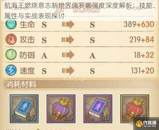 航海王燃烧意志新世界佩罗娜强度深度解析:技能、属性与实战表现探讨