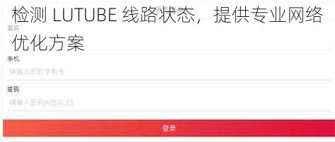 检测 LUTUBE 线路状态,提供专业网络优化方案