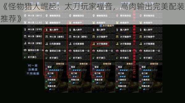 《怪物猎人崛起:太刀玩家福音,高肉输出完美配装推荐》