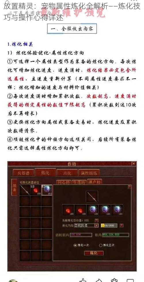 放置精灵:宠物属性炼化全解析——炼化技巧与操作心得详述