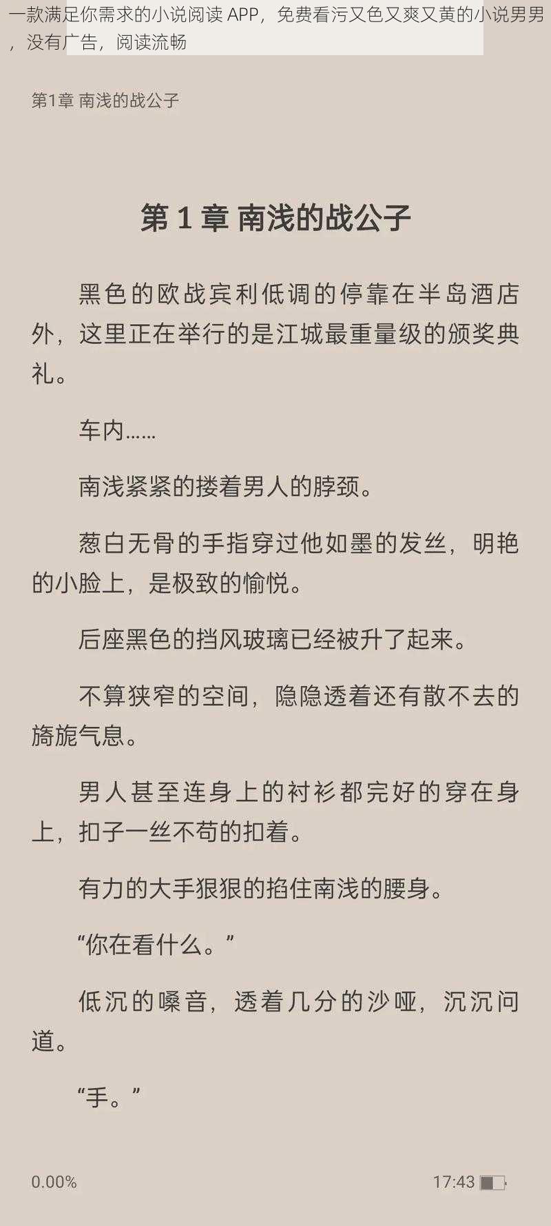 一款满足你需求的小说阅读 APP,免费看污又色又爽又黄的小说男男,没有广告,阅读流畅
