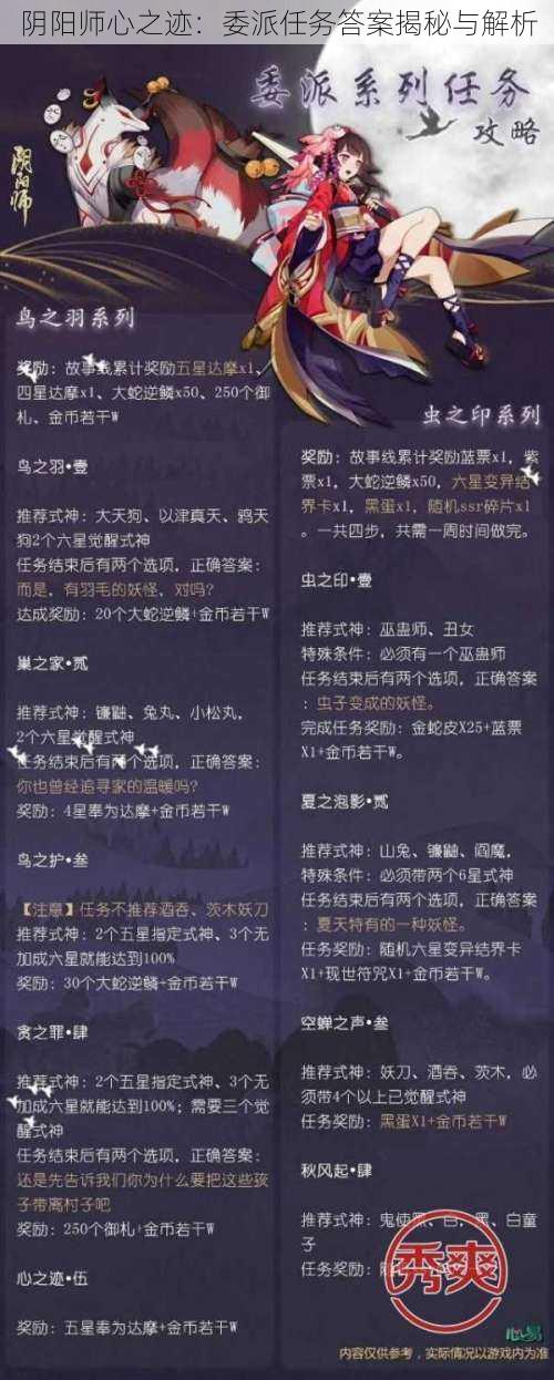 阴阳师心之迹:委派任务答案揭秘与解析