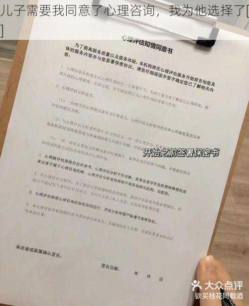 儿子需要我同意了心理咨询，我为他选择了[]