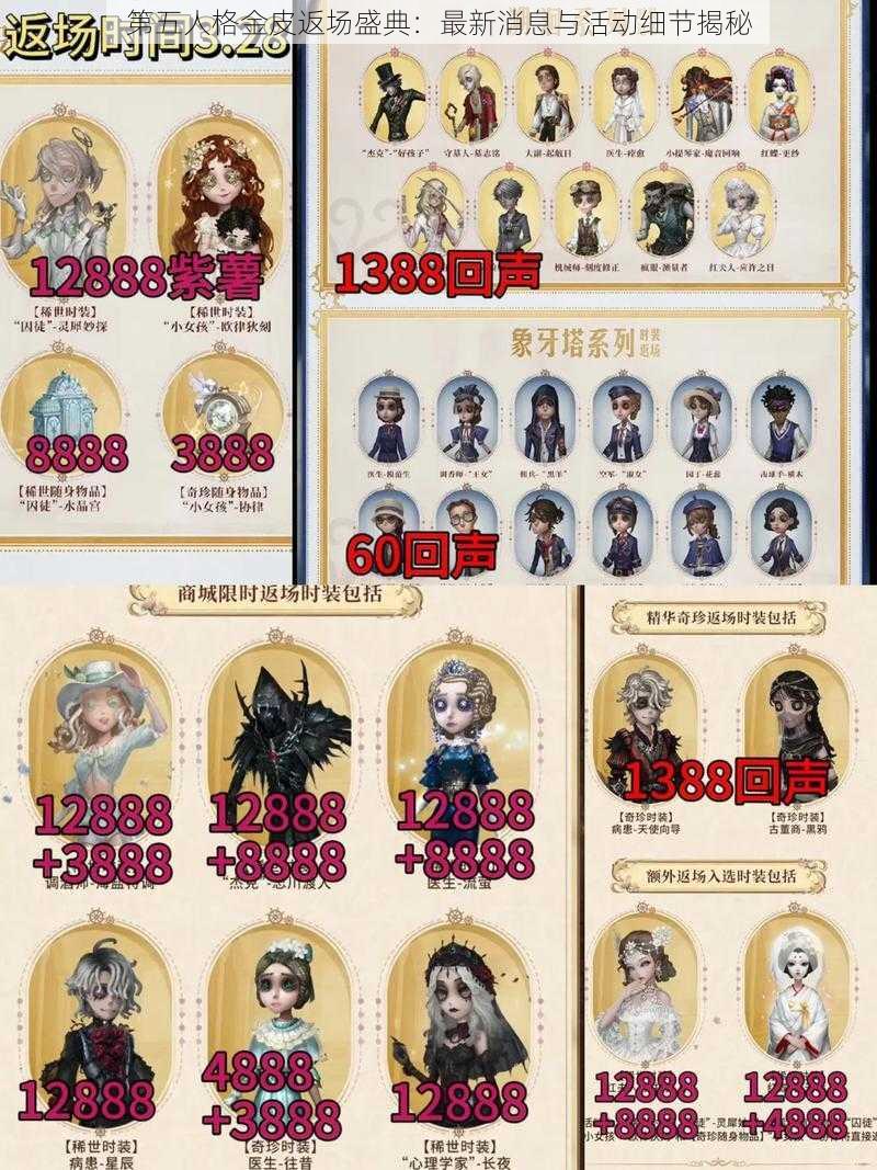 第五人格金皮返场盛典:最新消息与活动细节揭秘