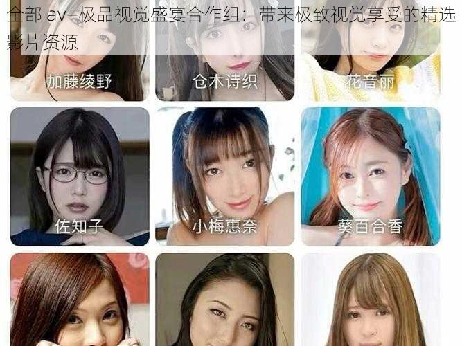 全部 av―极品视觉盛宴合作组:带来极致视觉享受的精选影片资源