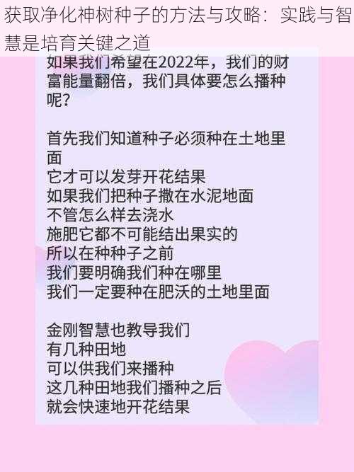获取净化神树种子的方法与攻略:实践与智慧是培育关键之道