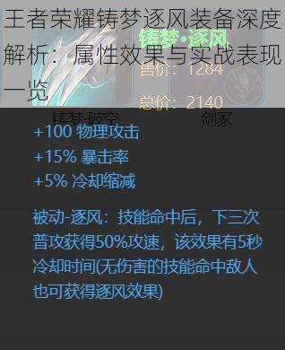 王者荣耀铸梦逐风装备深度解析:属性效果与实战表现一览