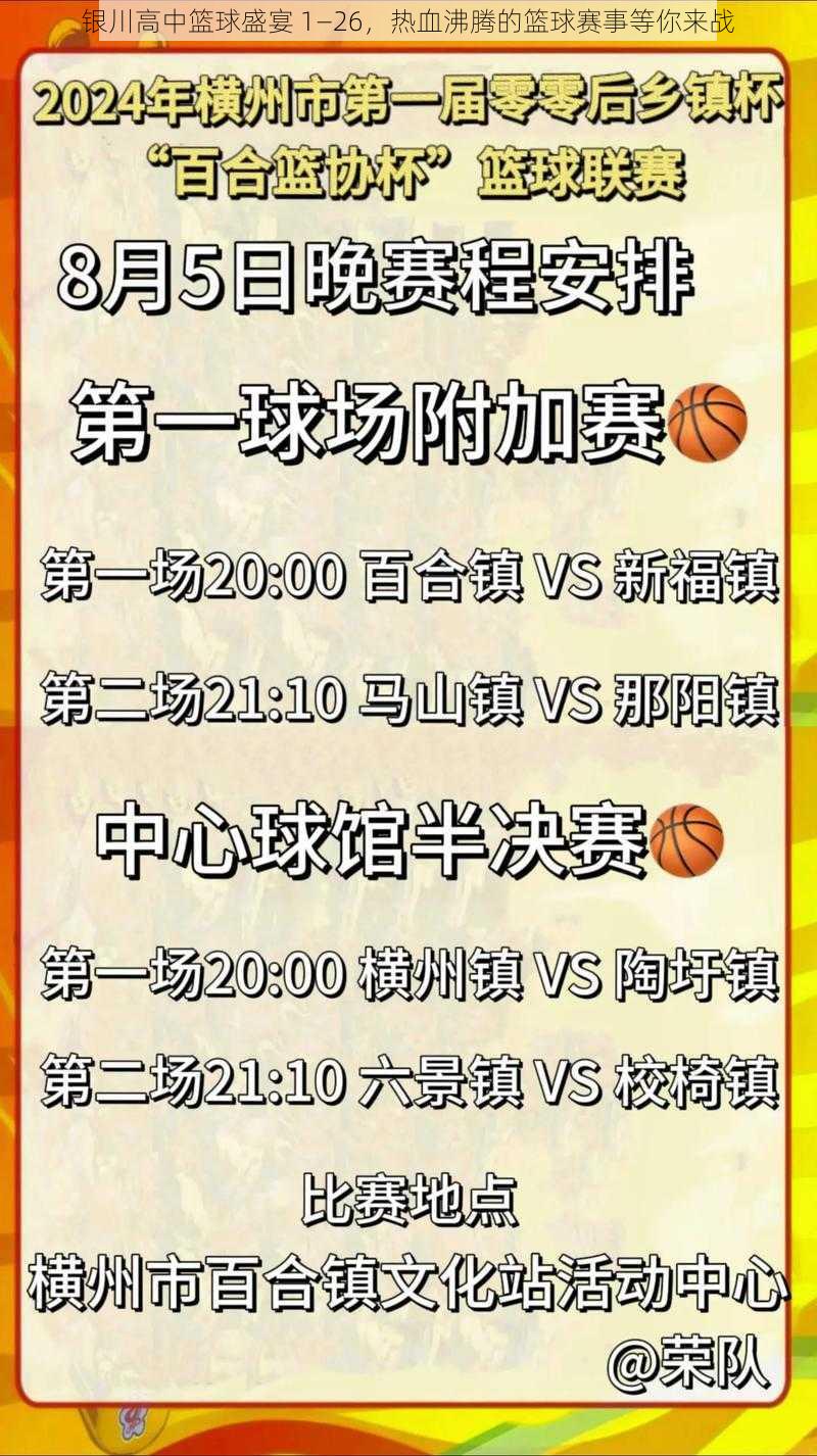 银川高中篮球盛宴 1—26,热血沸腾的篮球赛事等你来战
