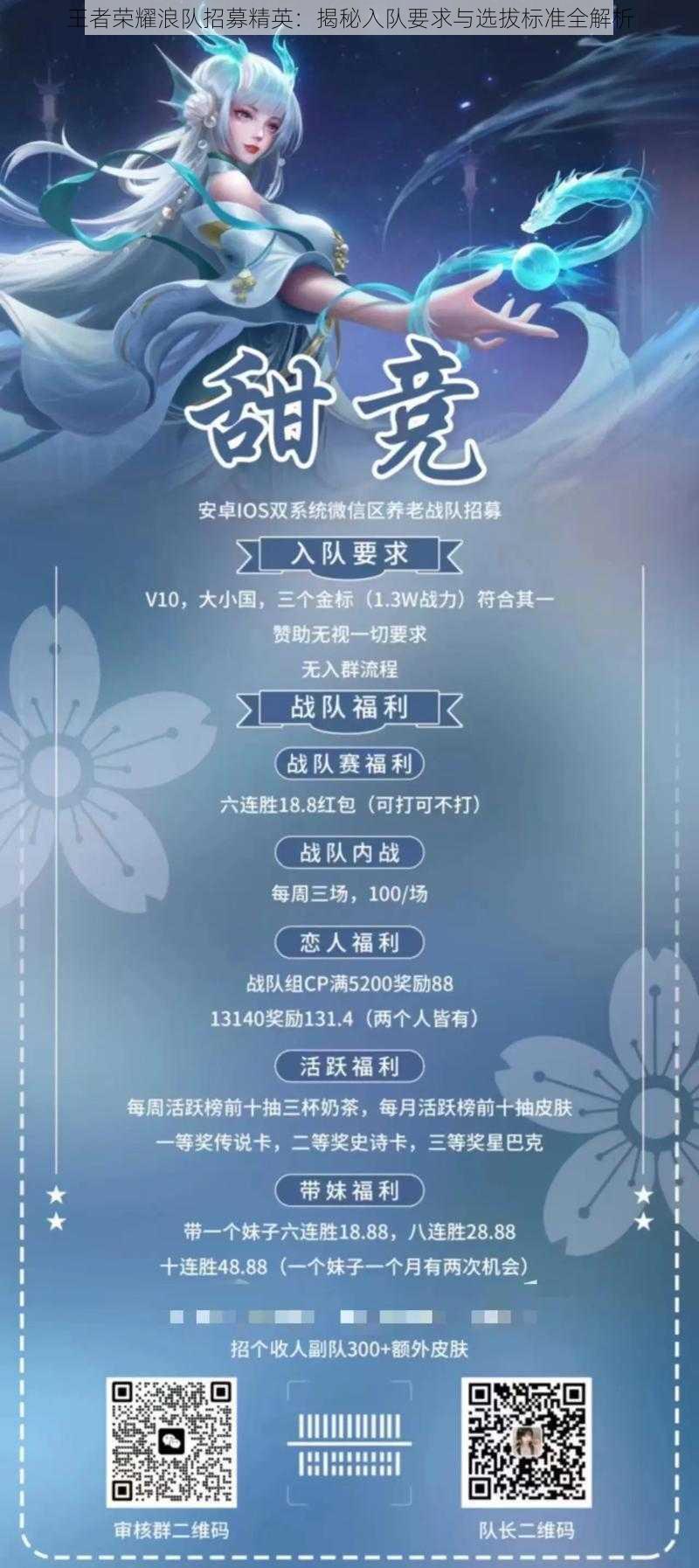 王者荣耀浪队招募精英:揭秘入队要求与选拔标准全解析