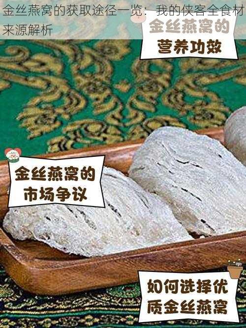 金丝燕窝的获取途径一览:我的侠客全食材来源解析