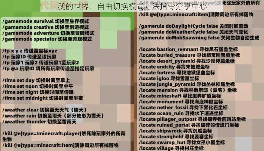 我的世界:自由切换模式方法指令分享中心
