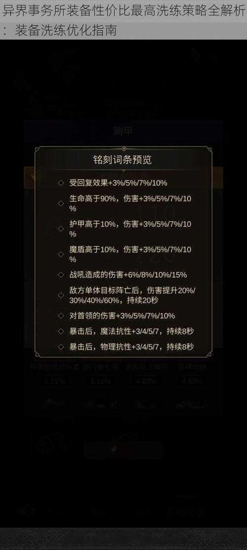 异界事务所装备性价比最高洗练策略全解析:装备洗练优化指南