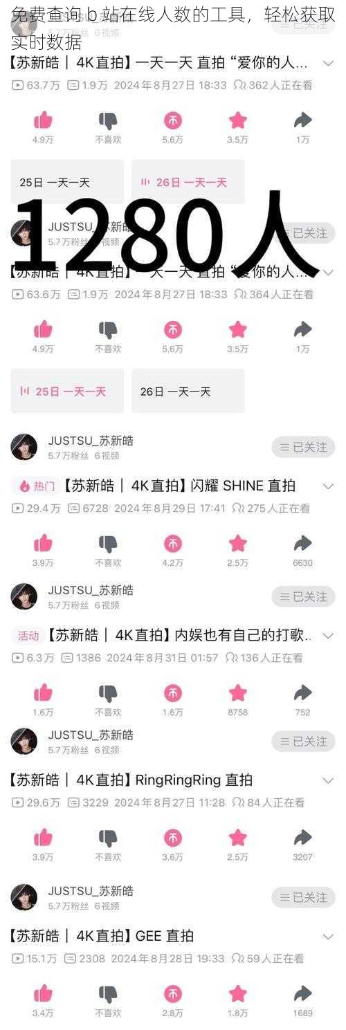 免费查询 b 站在线人数的工具,轻松获取实时数据