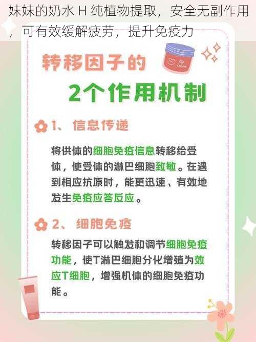 妺妺的奶水 H 纯植物提取,安全无副作用,可有效缓解疲劳,提升免疫力