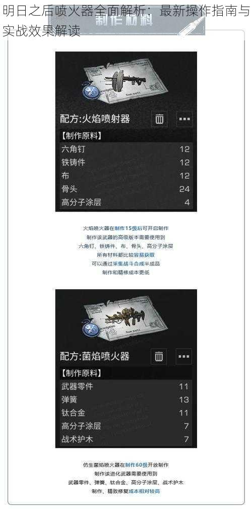 明日之后喷火器全面解析:最新操作指南与实战效果解读