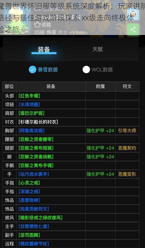 魔兽世界怀旧服等级系统深度解析:玩家进阶路径与最佳游戏阶段探索 xx级走向终极体验之旅
