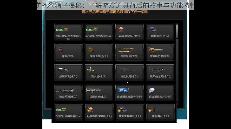 逆战狗箱子揭秘:了解游戏道具背后的故事与功能特性
