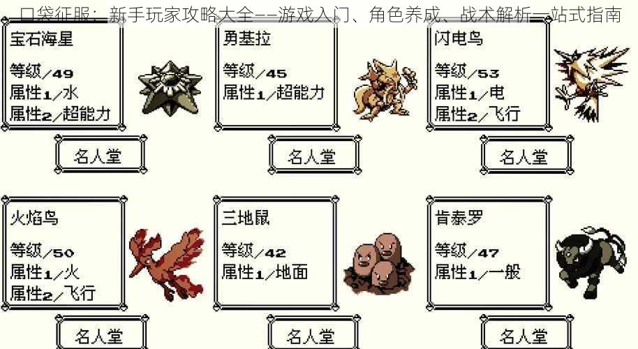口袋征服:新手玩家攻略大全——游戏入门、角色养成、战术解析一站式指南