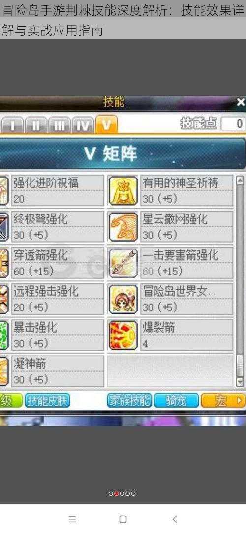 冒险岛手游荆棘技能深度解析:技能效果详解与实战应用指南
