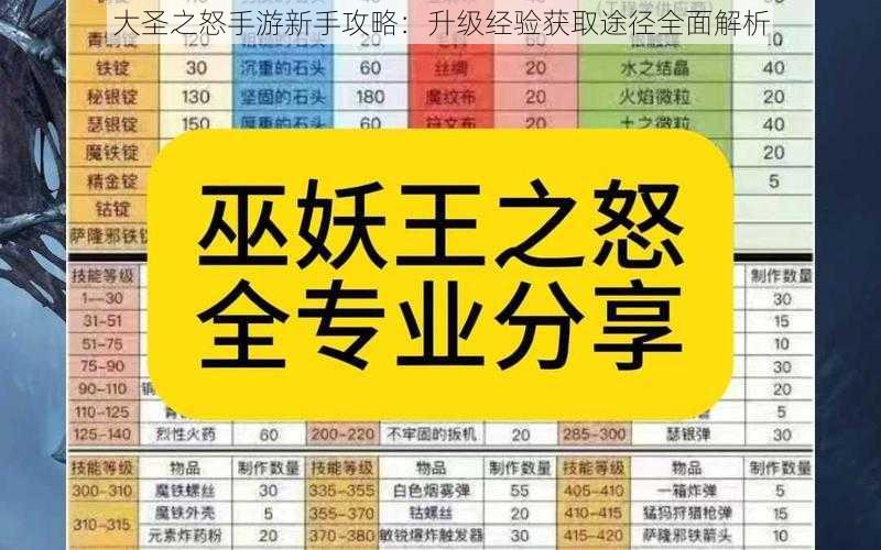 大圣之怒手游新手攻略:升级经验获取途径全面解析