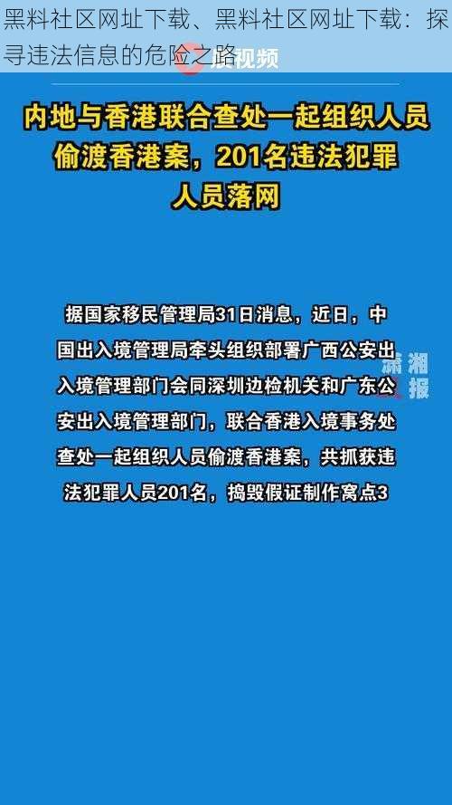 黑料社区网址下载、黑料社区网址下载:探寻违法信息的危险之路