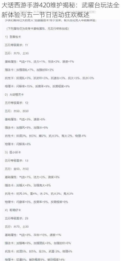 大话西游手游420维护揭秘:武曜台玩法全新体验与五一节日活动狂欢概述