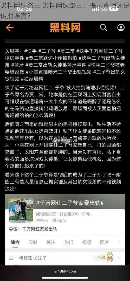 黑料网线路三 黑料网线路三:揭示真相还是传播谣言?