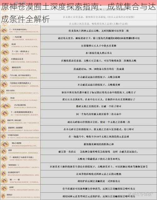 原神苍漠囿土深度探索指南:成就集合与达成条件全解析