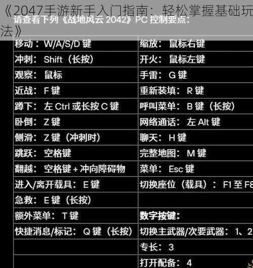 《2047手游新手入门指南:轻松掌握基础玩法》